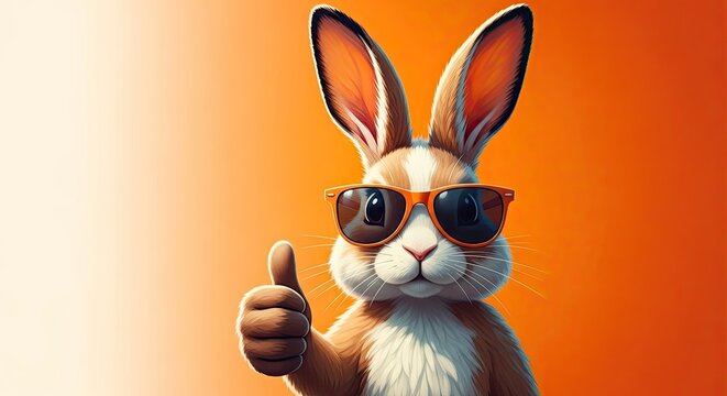 Cool easter bunny in sunglasses on easter day with fun and playful attitude
