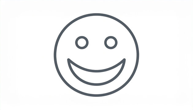 A simple black and white smiley face with a curved mouth and two circular eyes on a plain white background