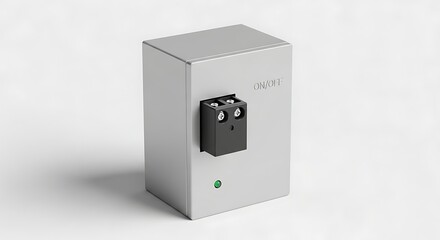 An electronic device with a black switch on a white surface in a studio