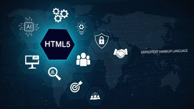 The concept of business, technology, the Internet and the network. HTML5. 3d illustration