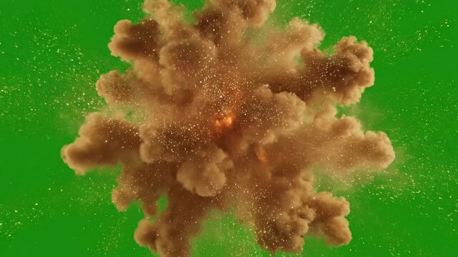 Green Screen golden explosion expanding on a background ideal for video editing visual effects motion graphics and creative projects that require touch of energy scene 3 with distortion, overlay