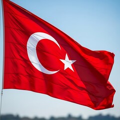 Turkish Flag Waving in the Wind.