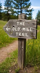 Old Mill Trail Sign in Nature.
