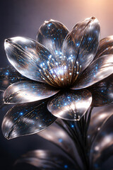 Celestial Bloom: An ethereal depiction of a radiant flower, its petals shimmering with a constellation of twinkling lights, evokes a sense of wonder and enchantment.