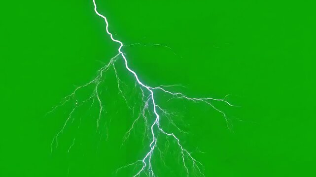 Dynamic Electrical Arc with thunder lightning bolt green screen background distortion, overlay, glitch, static noise, scan lines on black background, 4k animated video loop