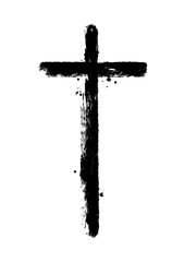Grunge ink style Christian cross design 
