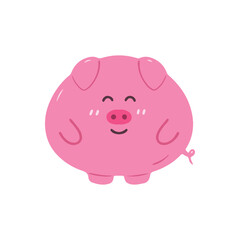 Obraz premium Happy Pink Pig Animal Illustration
