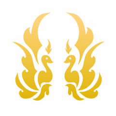 Golden Twin Phoenix Luxury Logo Vector Design
