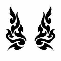 Black Thai Traditional Ornament Wing Vector Elements