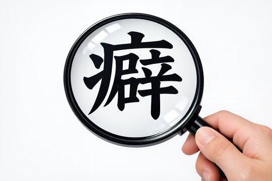癖の文字を虫眼鏡で拡大し思考や行動パターンを客観的に見直すイメージ