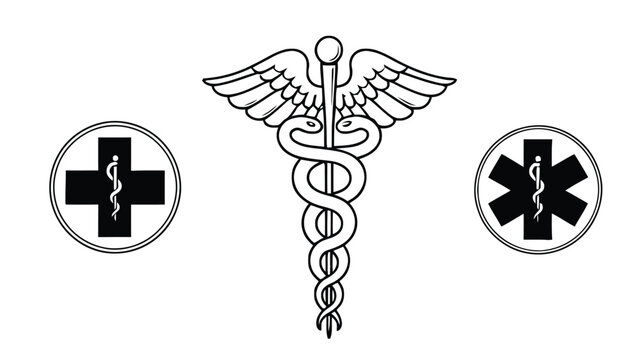 Medical Caduceus Emblem Icon Representing Healthcare Medicine and Clinical Authority Vector Illustration