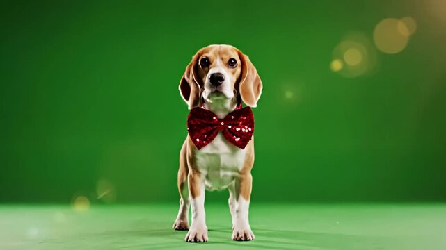 Green Screen dog dancer on scene 4 with distortion, overlay, glitch, static noise, scan lines black background, 4k animated video loop