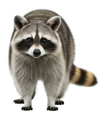 Fototapeta premium 3D Cute Raccoon Animal Character Sitting Isolated Transparent BG Cutout PNG