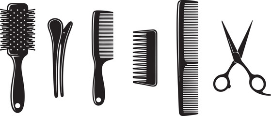 Barber Tools Silhouette Illustration Set