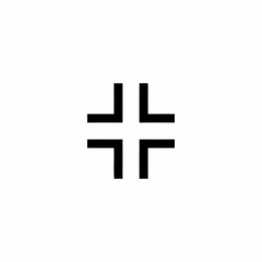 Obraz premium Minimalist Black Crosshair Symbol on White Background.
