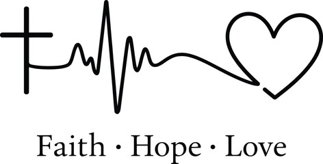 Faith Hope Love Christian Quote Line Art Design