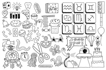 Obraz premium Vector images Hand Drawn Different Doodles