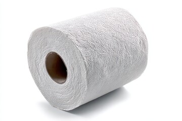 Roll of Textured Silver Foil Isolated on White Background in Studio Lighting Metallic Cylinder with Abstract Pattern Reflective Surface Industrial Material