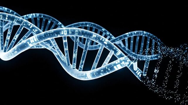 DNA Helix: The intricate beauty of a DNA helix, a symbol of life's blueprint, stands out against a stark background. A captivating view into the science of life and genetics.