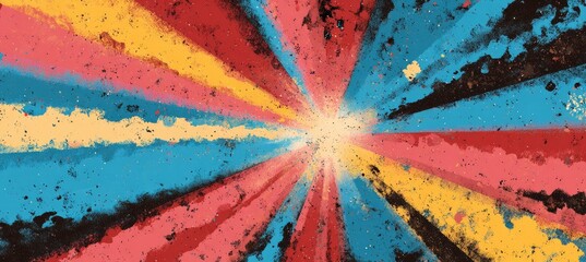 Fototapeta premium Vibrant explosion of colored streaks radiates from a bright center point