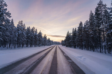 Lappland Stra&szlig;en im Winter