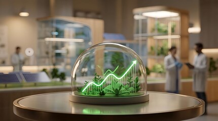 Biosphere dome with internal growth graph