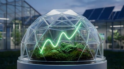 Biosphere dome with internal growth graph