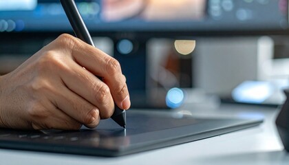 Obraz premium man using digital tablet