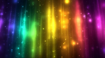 Fototapeta premium Rainbow neon abstract background with sparkling light trails, glitter glow, and smooth gradient illumination. Vibrant futuristic energy with dynamic motion and luminous depth.