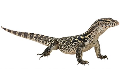 Obraz premium A large lizard with a long tail and sharp claws standing on a transparent background