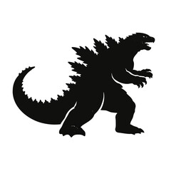 Kaiju Monster Silhouette Vector Illustration Giant Lizard Icon