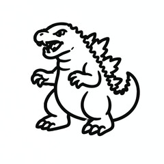 Cartoon Monster Kaiju Godzilla Outline Drawing Vector Illustration