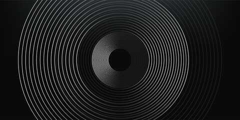 Abstract gold circle lines on dark background. Geometric stripe line art design. Modern luxury template. Suit for presentation, banner, cover, web, flyer, poster, brochure. Vector illustration