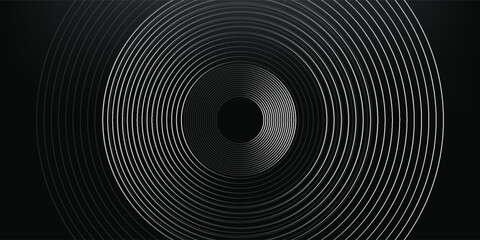 Abstract gold circle lines on dark background. Geometric stripe line art design. Modern luxury template. Suit for presentation, banner, cover, web, flyer, poster, brochure. Vector illustration