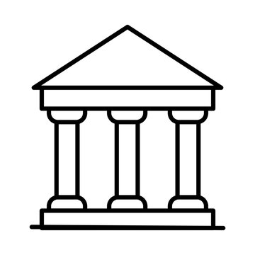 Banking icon symbol. Editable stroke outline judiciary building symbol
