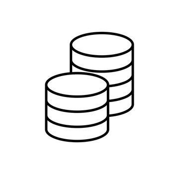 Stack of coins icon. Editable stroke money silhouette.  Ffinance wealth symbol