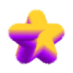 Fototapeta premium Abstract fluffy 3D star in yellow and purple gradient colors on transparent background. png