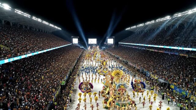 Brazilian samba parade with colorful floats