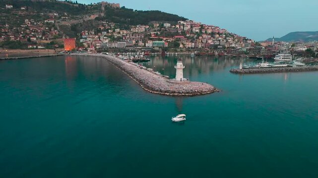 Aerial Video of Panoramic Alanya with Castle on the Hill