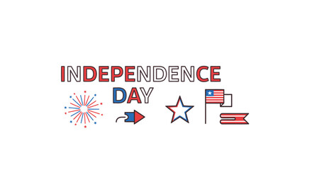 Obraz premium Independence Day vector illustration with fireworks, star, and flag icons, for banner or poster