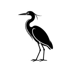 heron on a black background