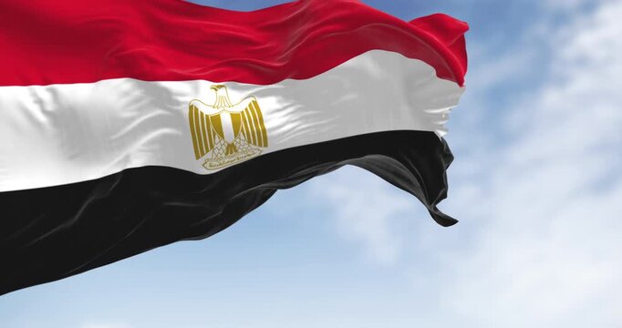Egypt national flag waving on a clear day