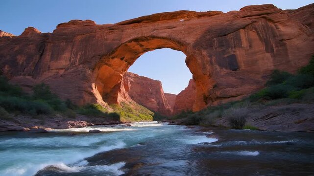 Majestic Bowtie Arch and Colorado River in Grand Canyon National Park.