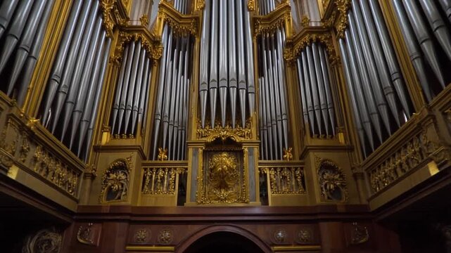 Majestic Pipe Organ in a Grand Cathedral, a Symphony of Architecture and Music.