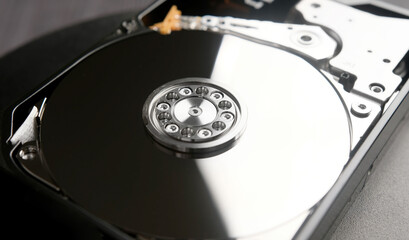 Computer HDD Hard Disk Drive. Computer Storage Memory close up