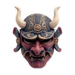 Samurai Mask: An ornate and formidable samurai mask, exuding an air of ancient power and cultural significance, is presented against a clean backdrop.
