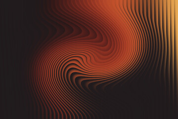 Abstract swirl of orange and black lines creating a hypnotic flowing pattern