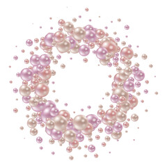 Obraz premium Circular composition of realistic shining pink spheres. png