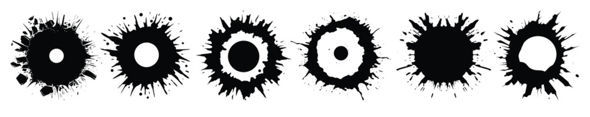  gunshot hole silhouette clipart set © Hdib