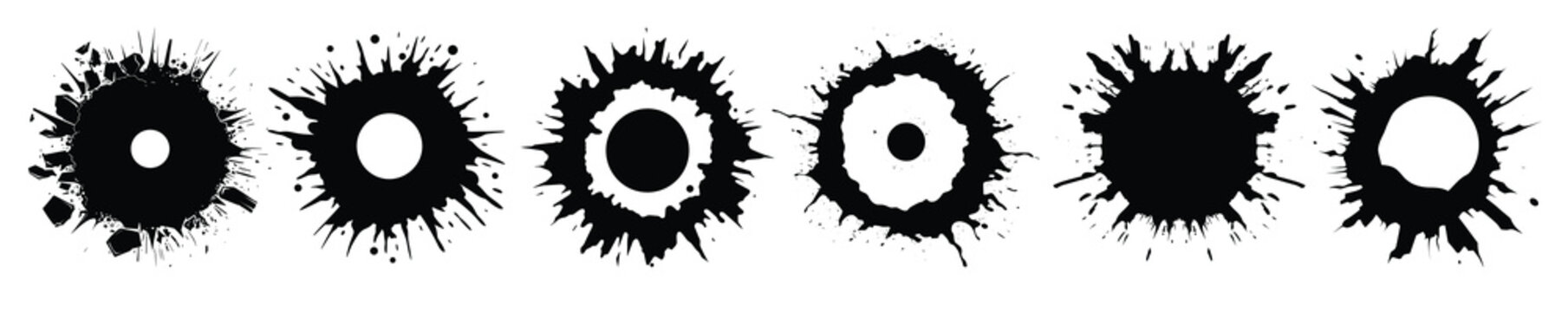  gunshot hole silhouette clipart set